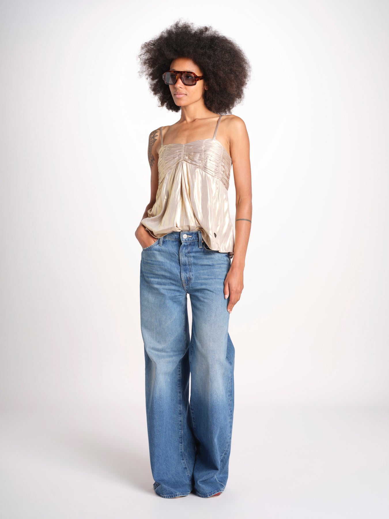 top spalline sottili arricciato sul seno WWCR01307 GOLD 700 zadig & voltaire 