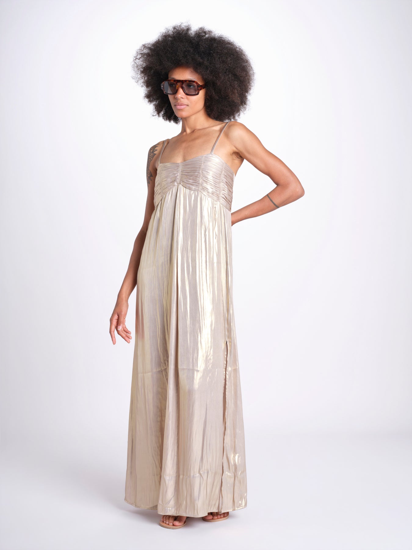 abito lungo con spalline sottili WWDR02613 GOLD 700 zadig & voltaire 