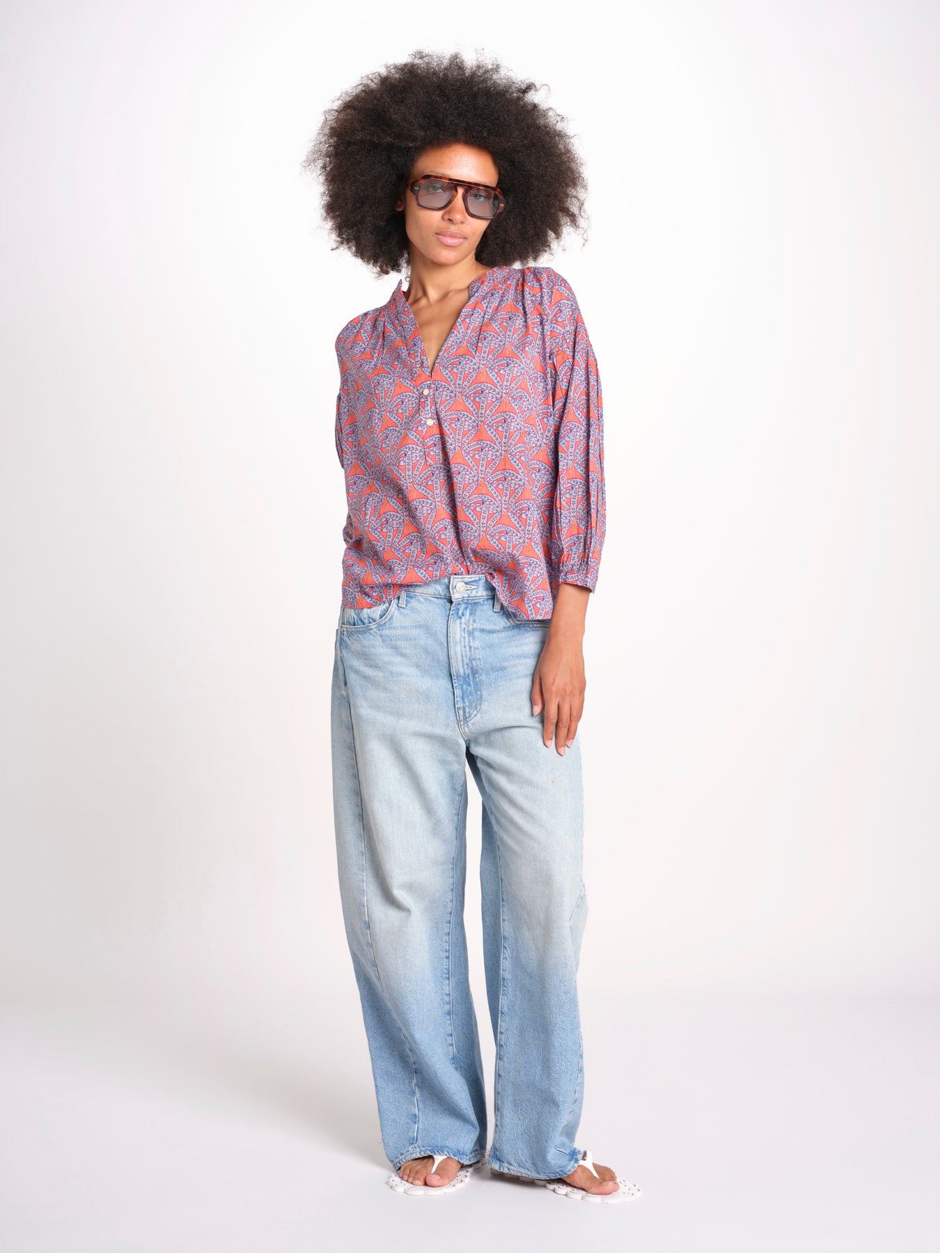 camicia girocollo palme VT6245 ORANGE zen ethic 
