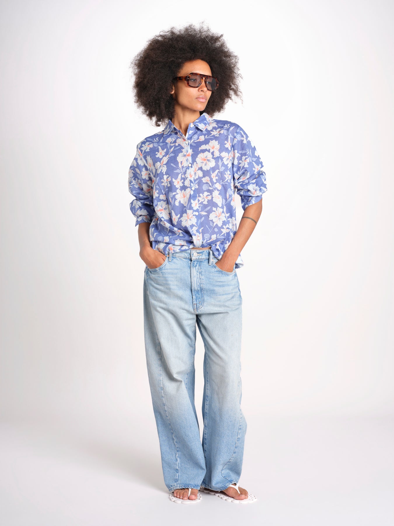 camicia stampa fiori VT6247 LILAC zen ethic 