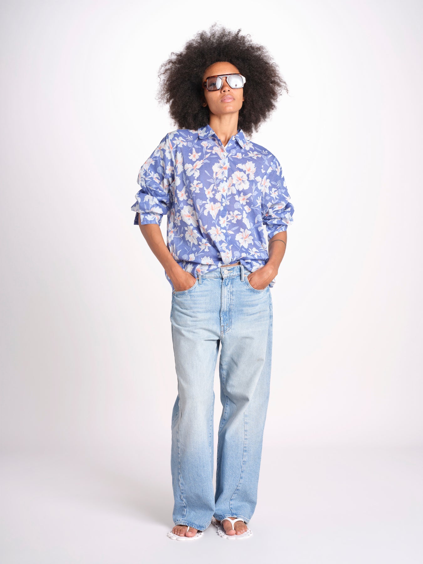 camicia stampa fiori VT6247 LILAC zen ethic 