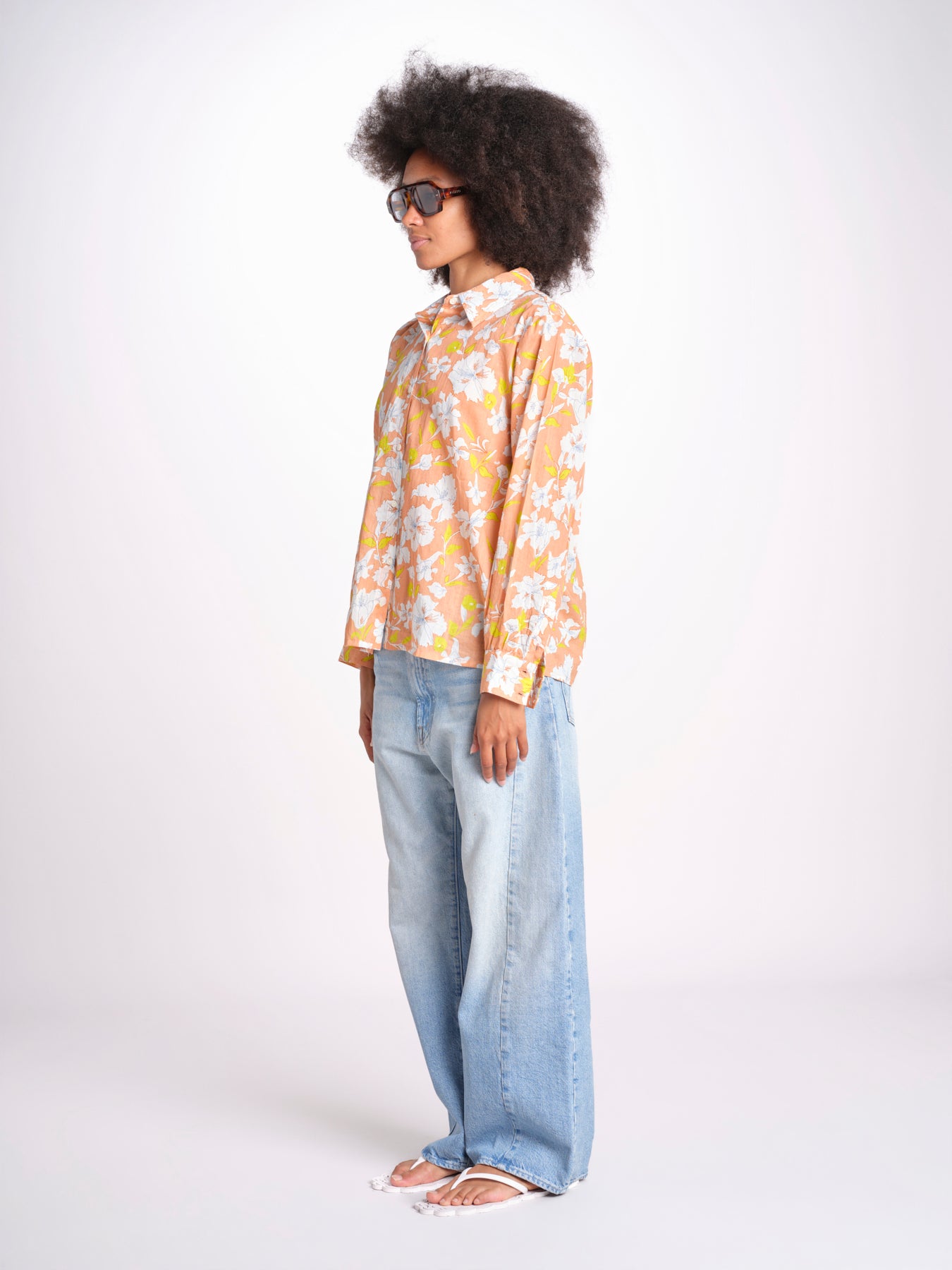 camicia stampa fiori VT6247 PEACH zen ethic 