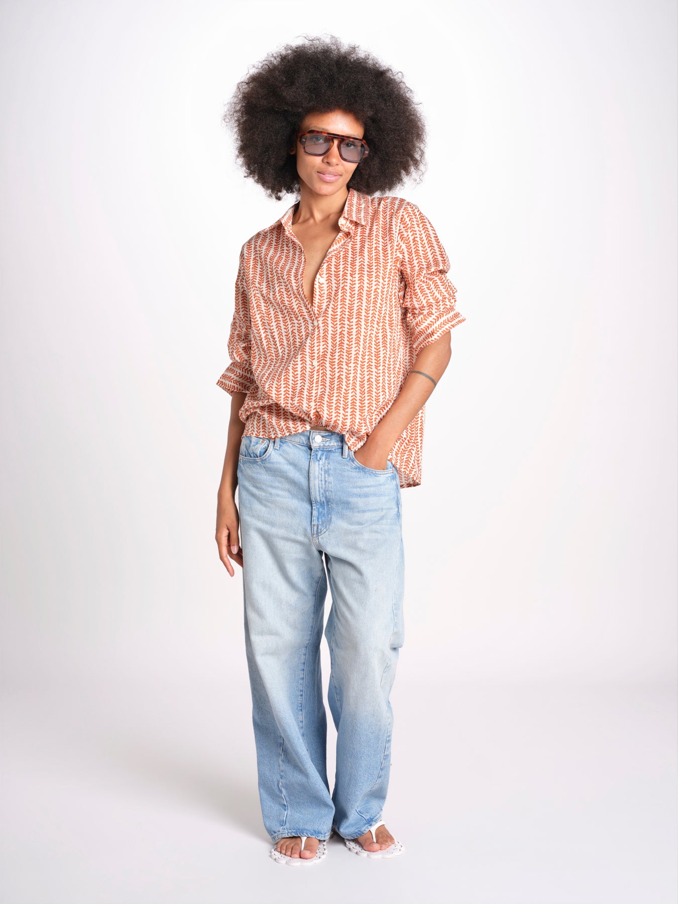 camicia stampa spina VT6248 ORANGE zen ethic 