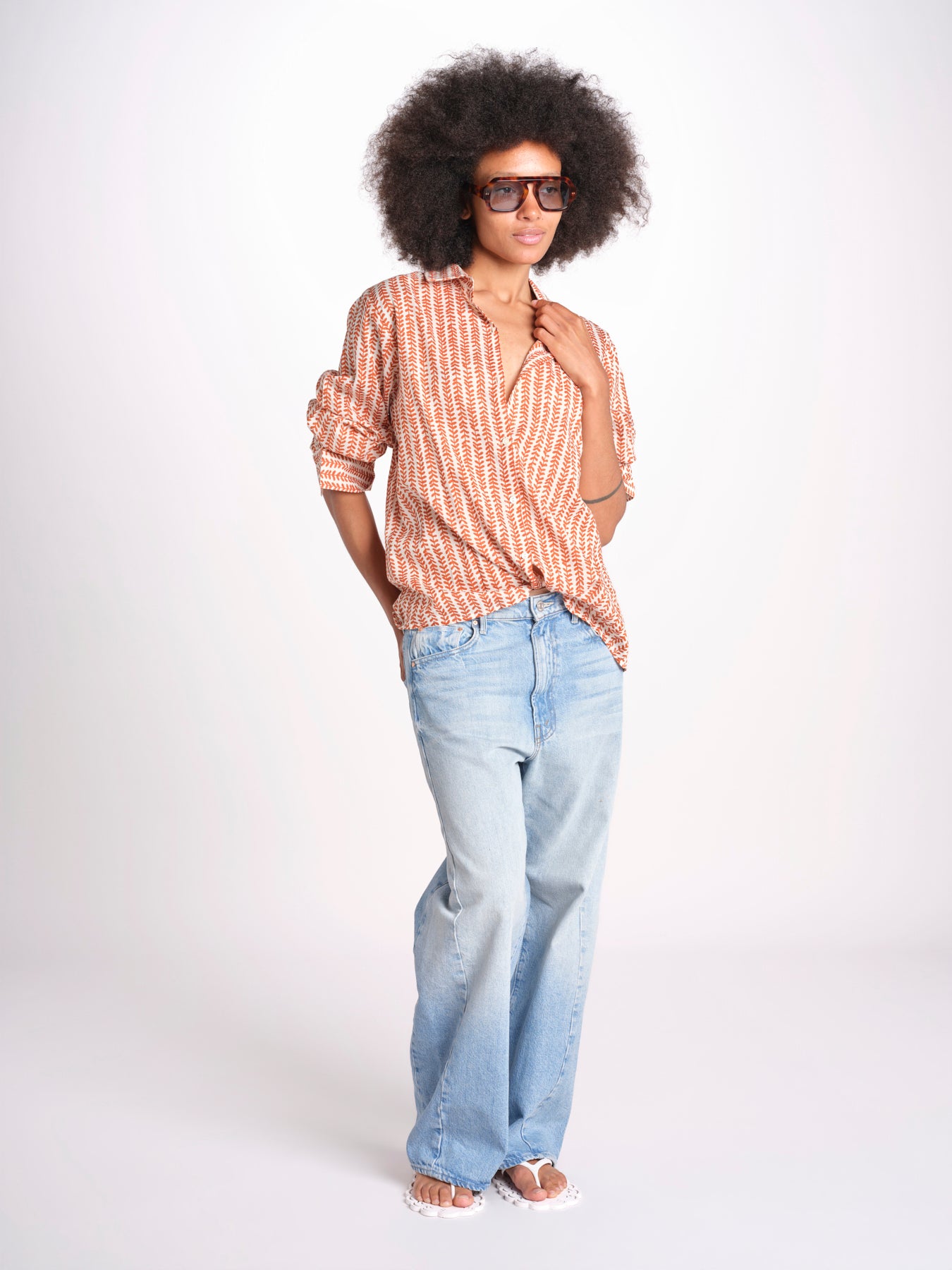 camicia stampa spina VT6248 ORANGE zen ethic 