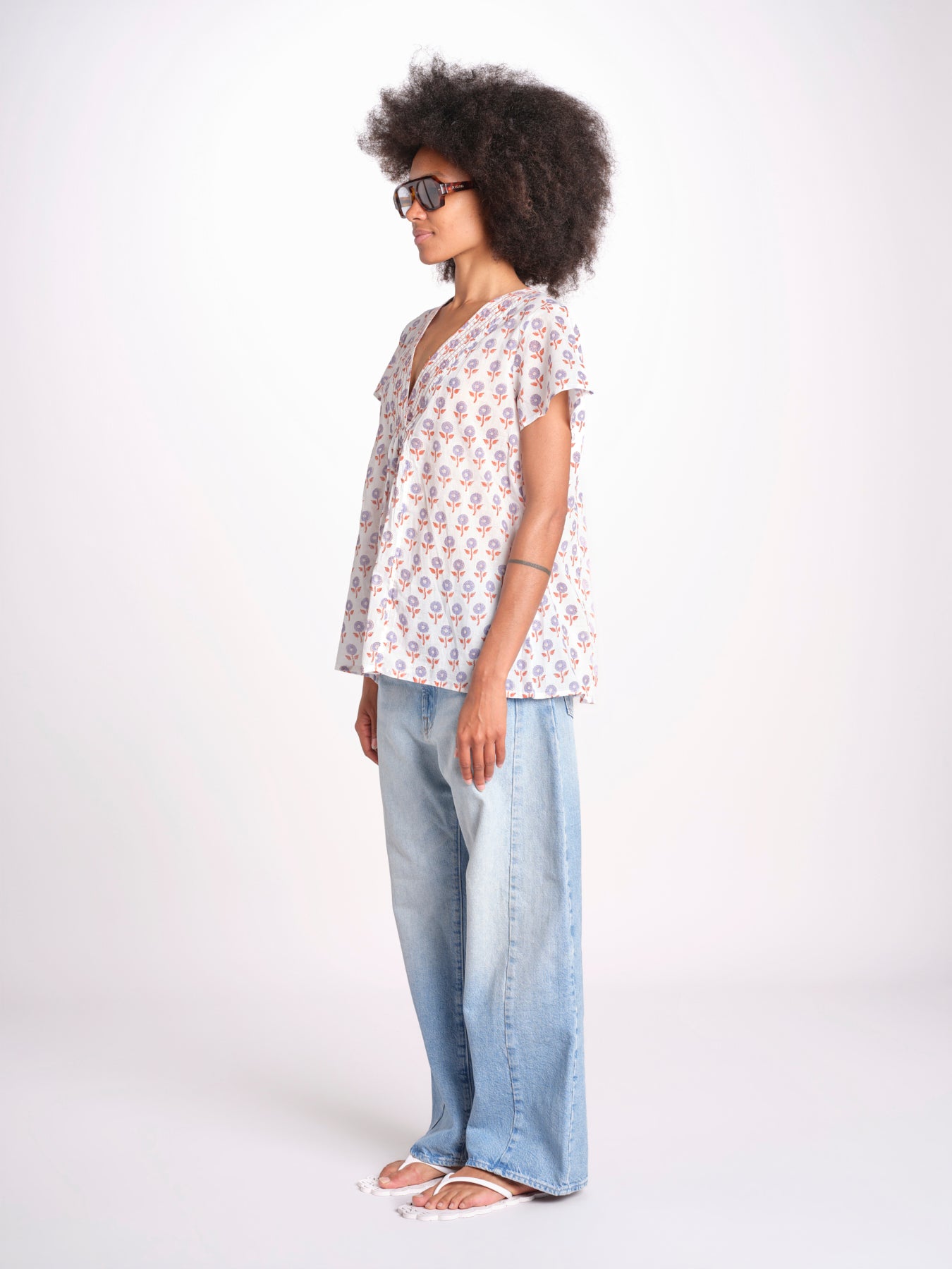 camicia a  fiori VT6319 LILAC zen ethic 