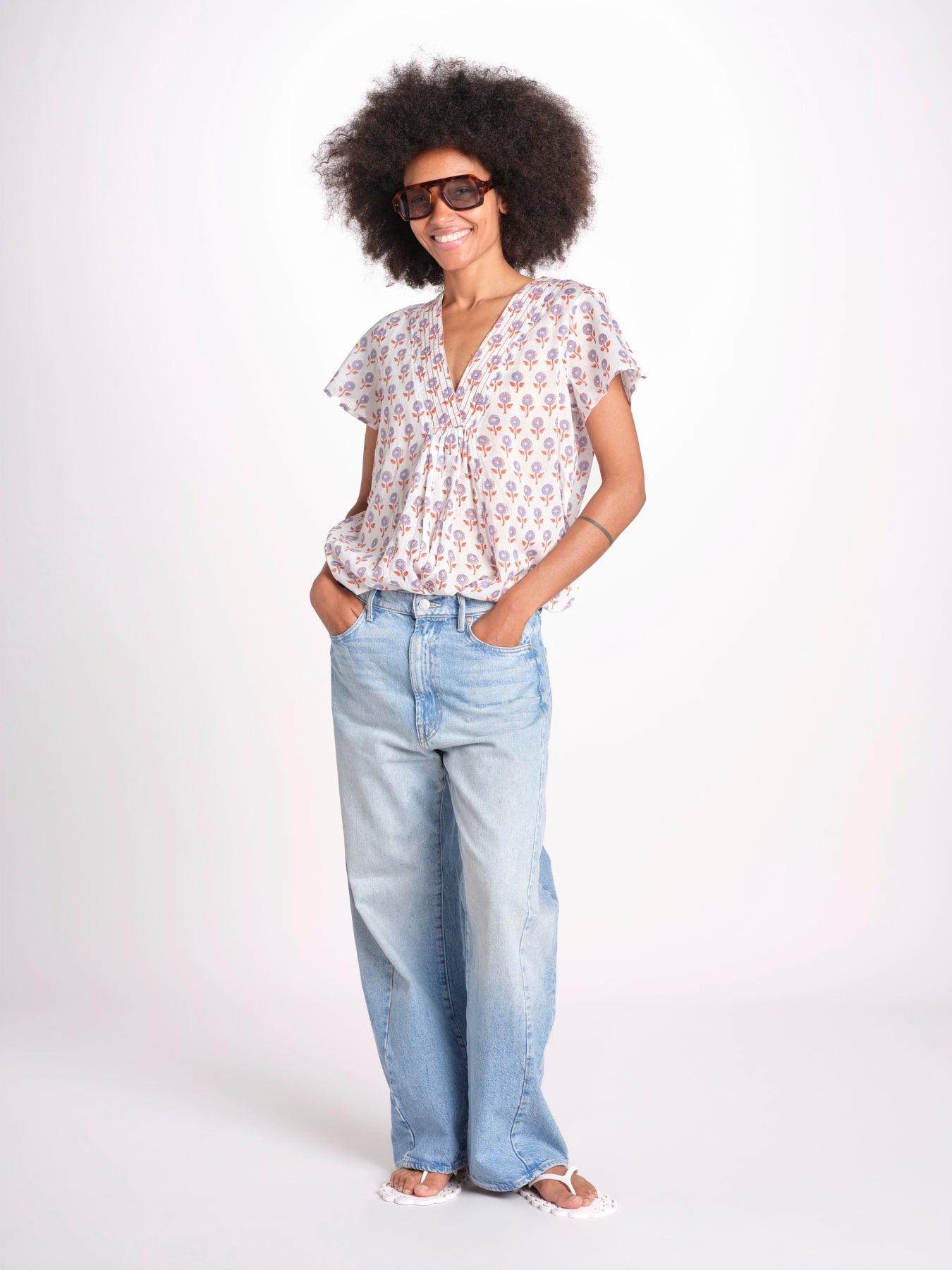 camicia a  fiori VT6319 LILAC zen ethic 
