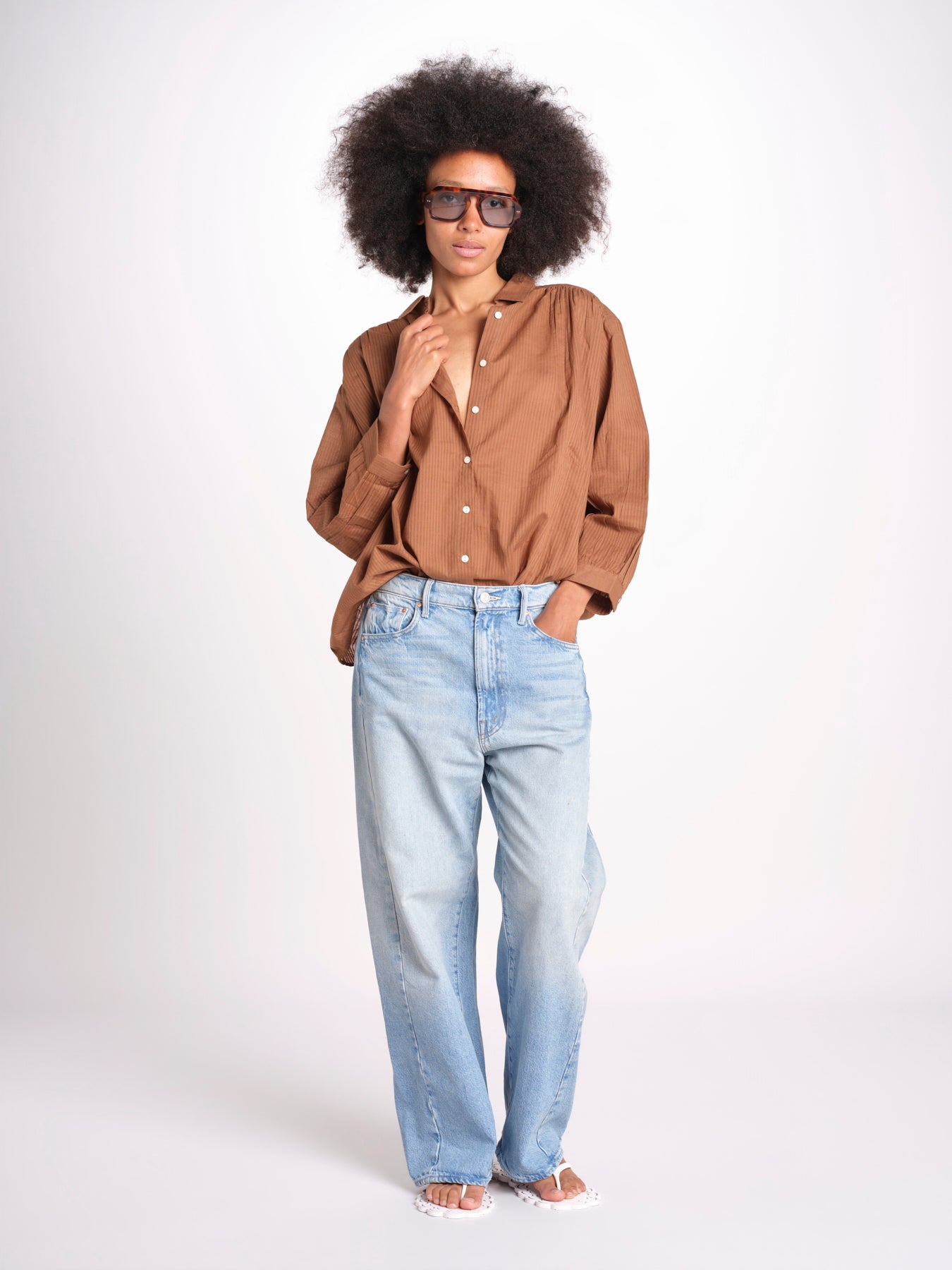 camicia righine over VT6406 BROWN zen ethic 