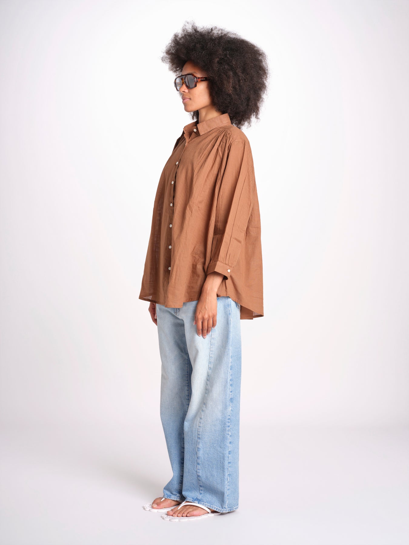 camicia righine over VT6406 BROWN zen ethic 