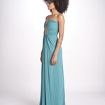 abito lungo con scollo cuore in jersey THE FLORENCE CR339 TEAL BLUE misha 