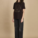 t-shirt con scritta e strass. JWTS02845 DARK CHOCOLATE 213 zadig & voltaire 