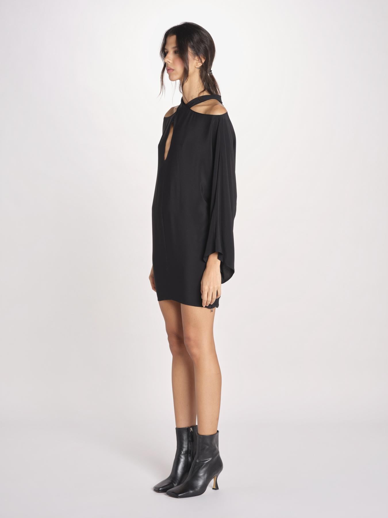 mini abito con collo intrecciato 41235-412 NERO 29 federica tosi 