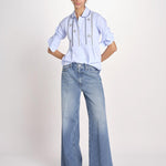 camicia con plastron ricamato SAVOY BLUE jupe by jackie 