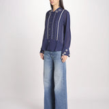 Camicia in seta LUMBER NAVY jupe by jackie 