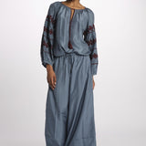 PALAZZO pantaloni in seta  by milaura. BE24252PANT GREY BLU benaras soleil 