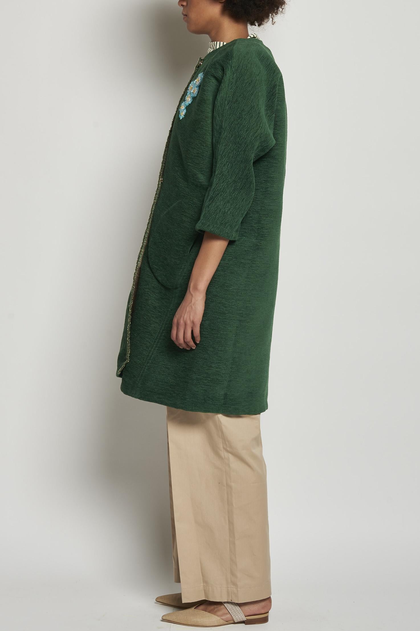 Cappotto ricamato 20C 1PRE CT32EMB GREEN marit ilison 