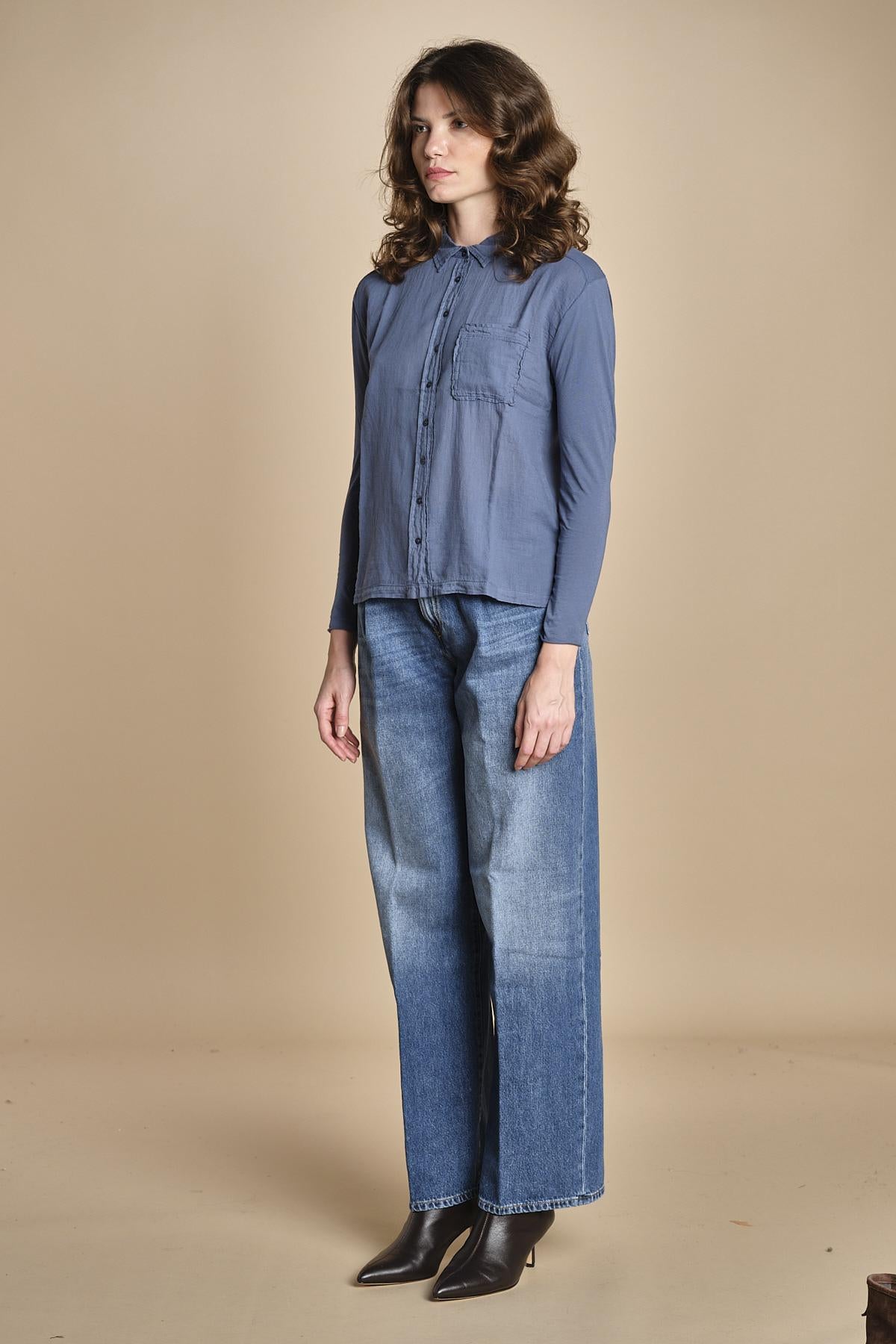 TACY camicia in jersey BETB500 STEEL BLUE hartford 
