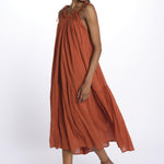 PALOMA abito lungo con balze e spalline sottili PALOMA RUST laraethnics 
