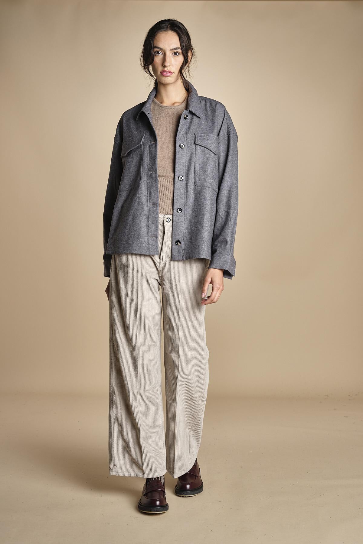 pantalone in velluto cropped ZELDA PEARL GREY true avenue 