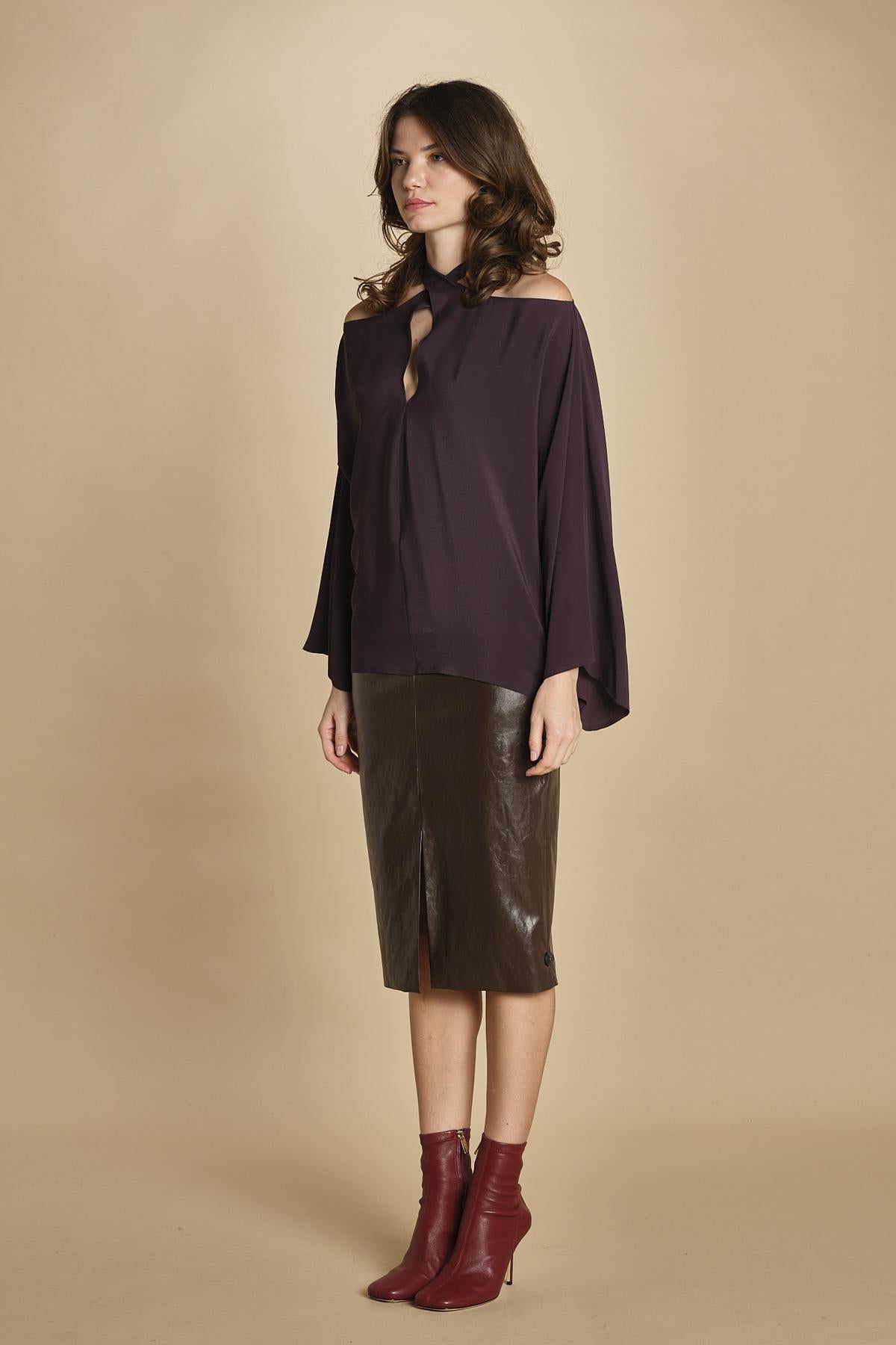 top in seta incrociato 31103-304 MELANZANA 18 federica tosi 