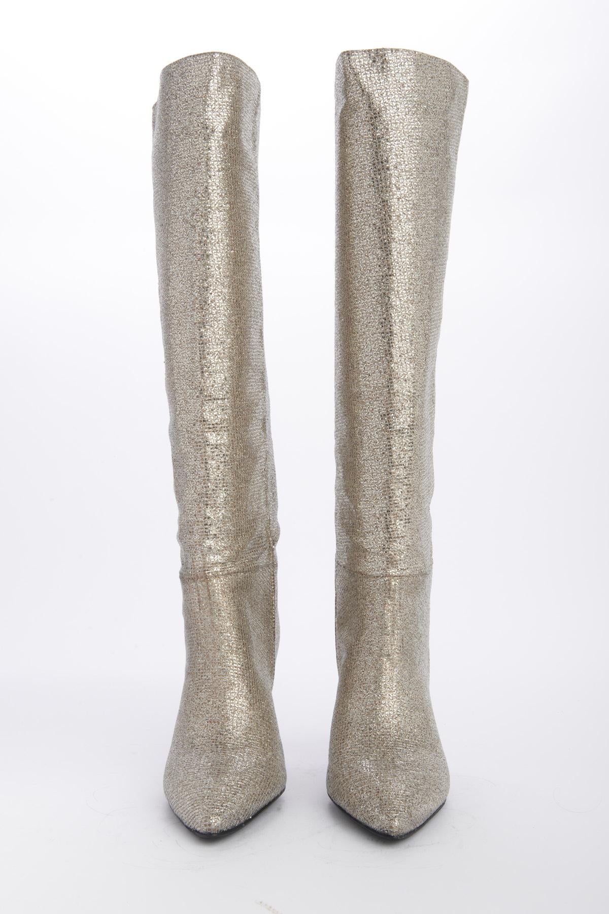 Stivale platino tacco 7,5 cm ST1580 PLATINO l'arianna 