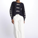 MARGUERITE camicia maniche sbuffo con ricami E25TU019 MARINE stella forest 