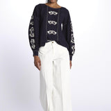 MARGUERITE camicia maniche sbuffo con ricami E25TU019 MARINE stella forest 