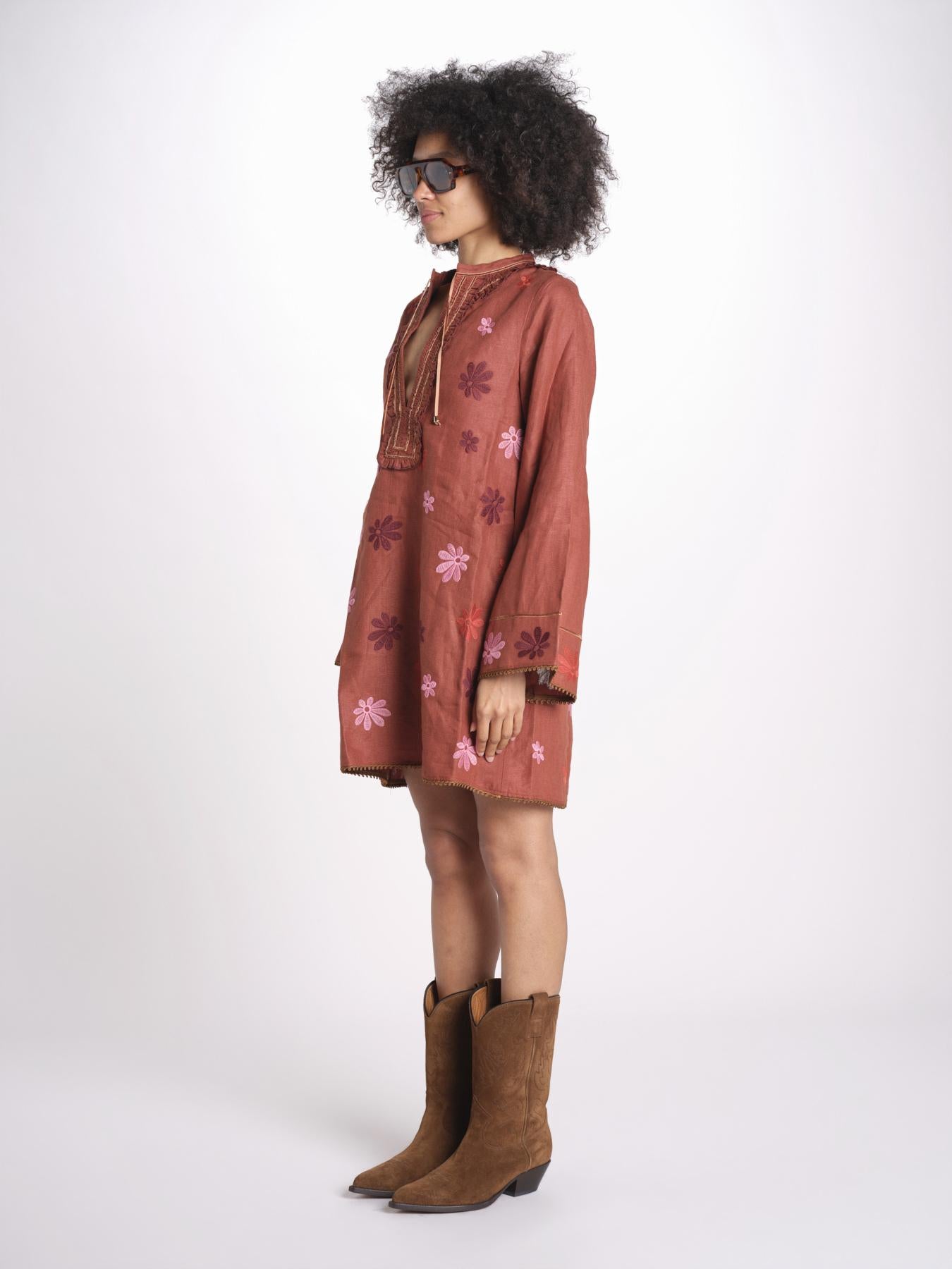 mini caftano con ricami fiori TESS LVSS2026114 TERRACOTTA lug von siga 