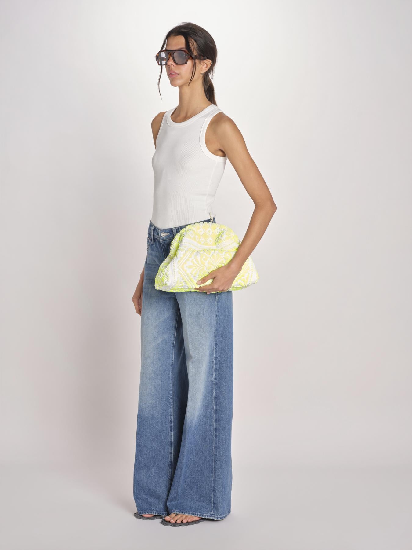 clutch in spugna dipinta a mano PM.25E28. Y YELLOW le daf 