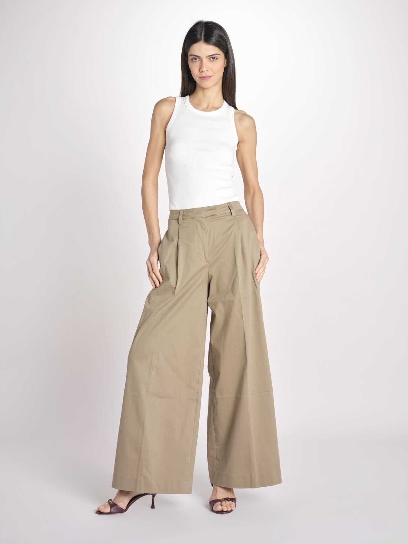 pantalone a vita bassa in gabardina DEVA T3118 T0176 COGNAC T0031 the latest 
