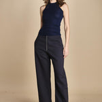 top americano a costine in lana merino LAU28 E21210 BLU milaura 