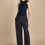 top americano a costine in lana merino LAU28 E21210 BLU milaura 