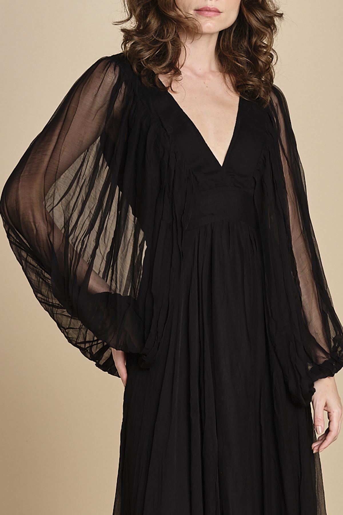 abito lungo con manica in voille DENISA BLACK mes demoiselles 