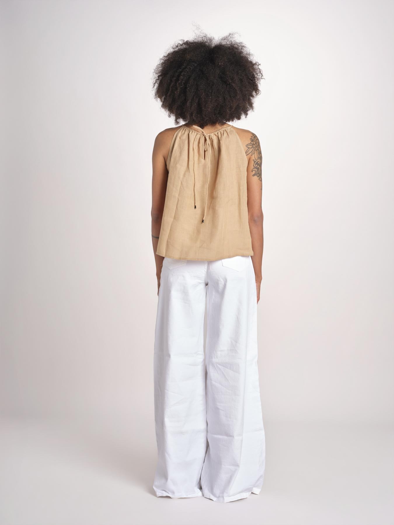 top ricamo greche BE25204 BEIGE BLACK benaras soleil 