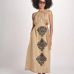 abito lungo BE25245 BEIGE BLACK benaras soleil 