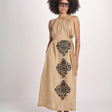 abito lungo BE25245 BEIGE BLACK benaras soleil 