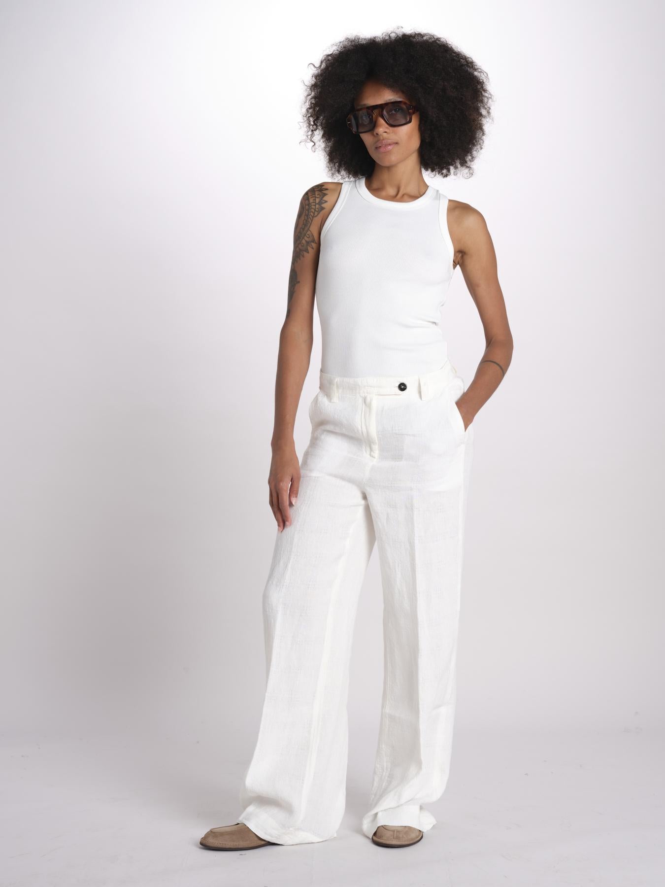 pantalone in lino LAMIA M29D0LAMIA_T3290 Q001 BIANCO massimo alba 