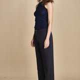top americano a costine in lana merino LAU28 E21210 BLU milaura 
