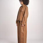 giubbotto in lino cerato TATI WAXTOUCH BROWN true avenue 