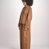 giubbotto in lino cerato TATI WAXTOUCH BROWN true avenue 