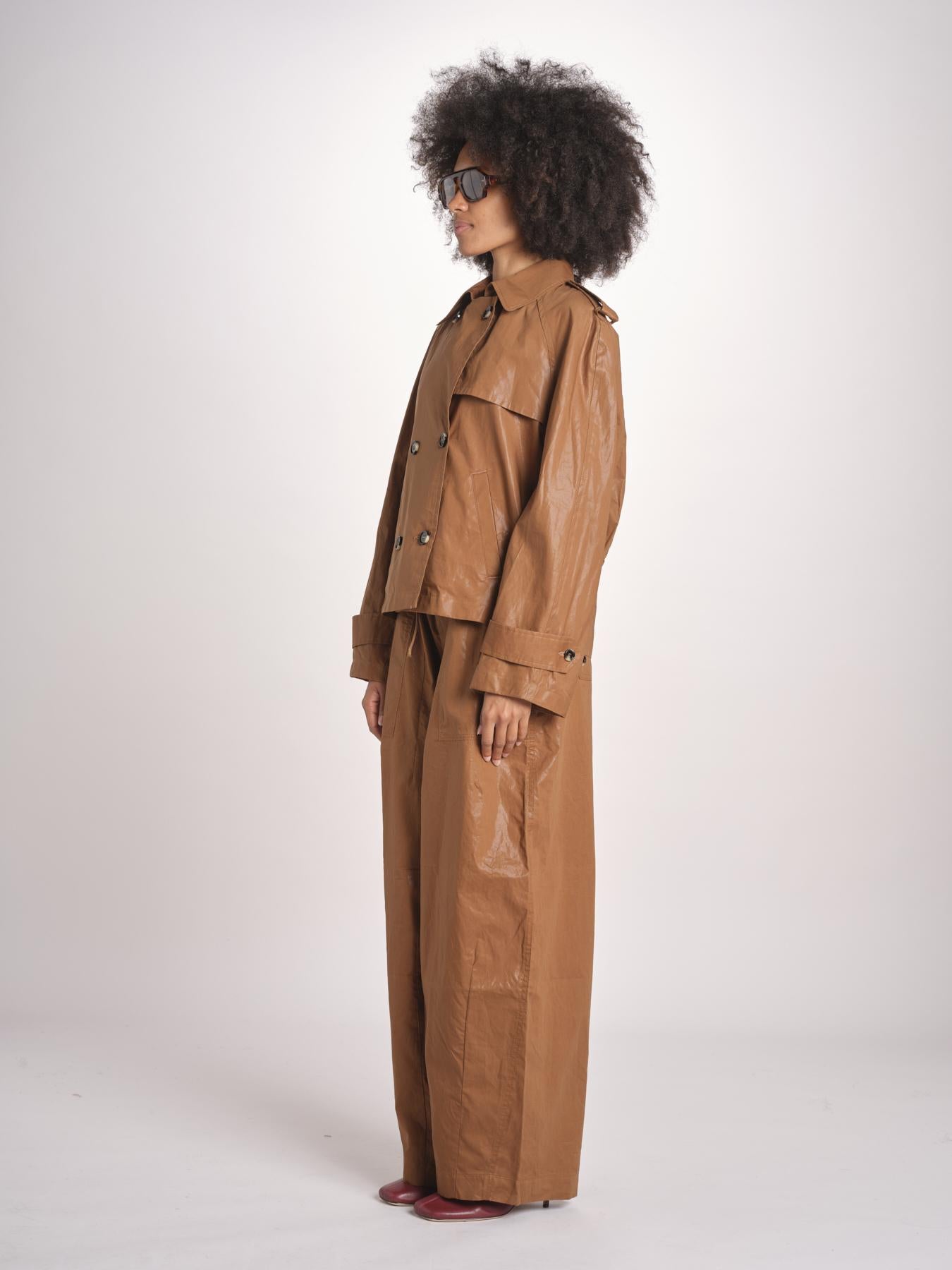 giubbotto in lino cerato TATI WAXTOUCH BROWN true avenue 