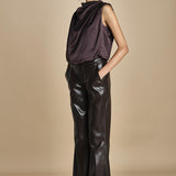 TUX top senza manica con drappeggio F25-141 039 CHOCOLAT oscar 