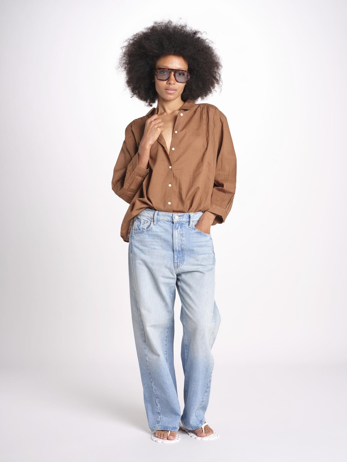 camicia righine over VT6406 BROWN zen ethic 