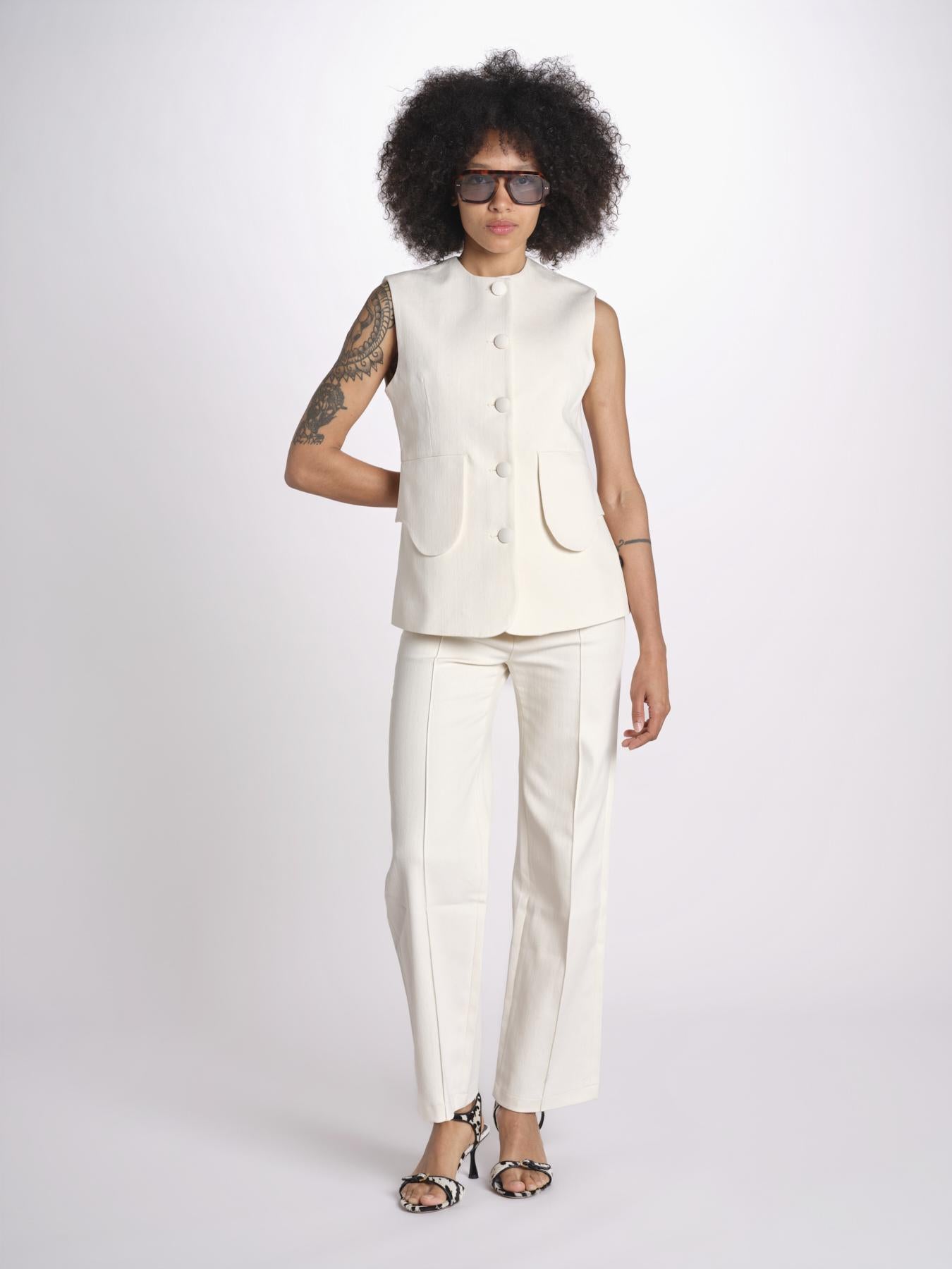 gilet con tasche MARIANNE 25S4TOP81 ECRU destree 