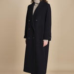 cappotto doppiopetto in panno CLAMENCE IO111135 BL900 ivy oak 