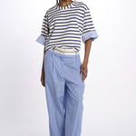Pantalone  pences con cintura bianca DIANA PANT LIGHTBLUE jejia 