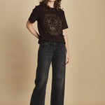 t-shirt con scritta e strass. JWTS02845 DARK CHOCOLATE 213 zadig & voltaire 