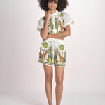 camicia cropped BE24867 WHITE MULTI benaras soleil 