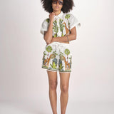 camicia cropped BE24867 WHITE MULTI benaras soleil 