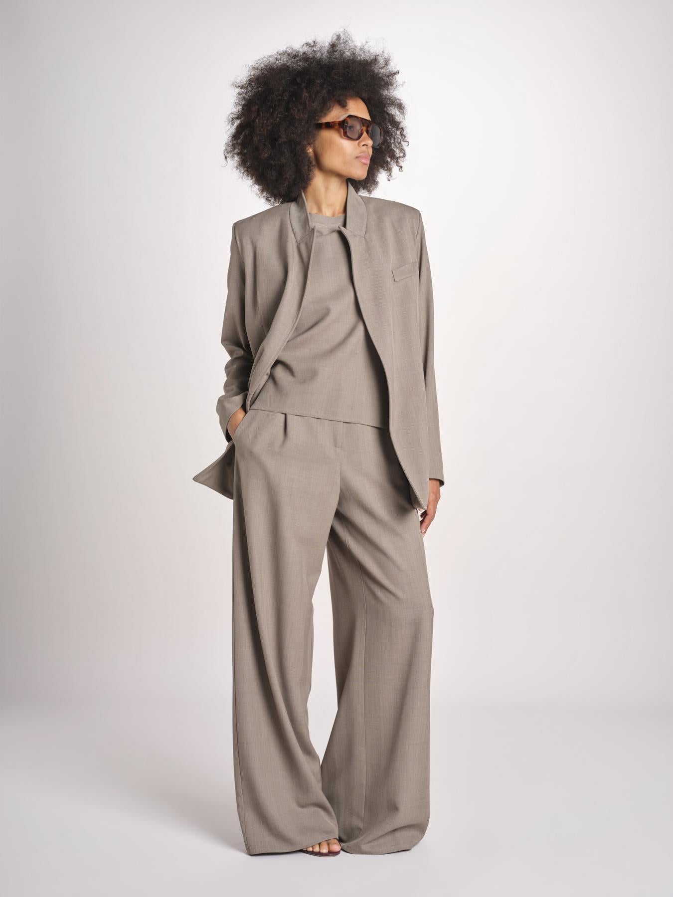 blazer senza bottoni in tessuto diagonale U3043V TORTORA dusan 