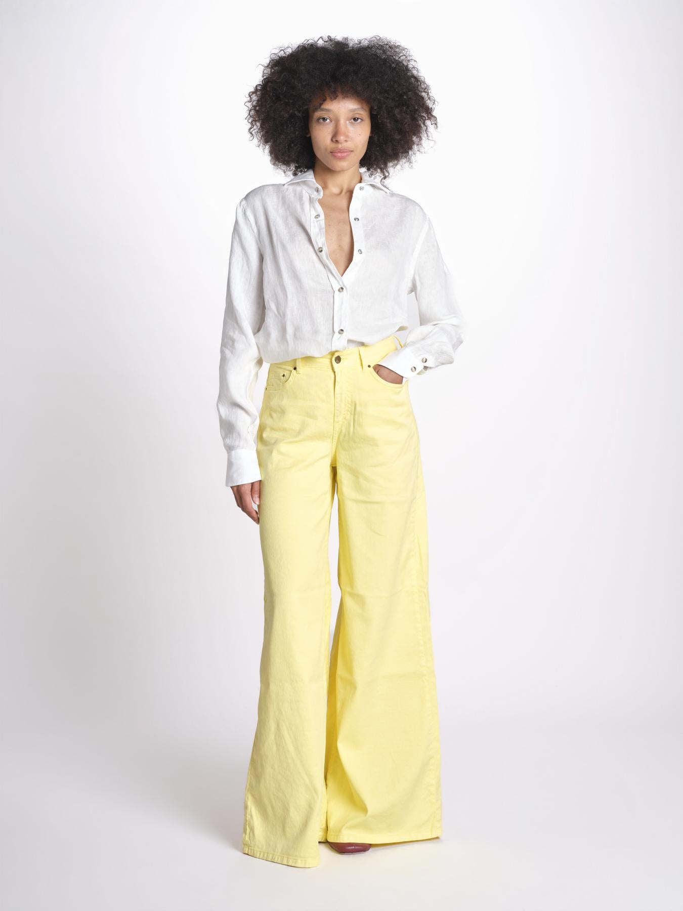 pantalone 4 tasche in misto lino SERENA XML01 196 BANANA ps don't forget me 